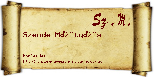 Szende Mátyás névjegykártya