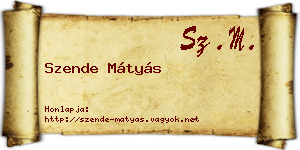 Szende Mátyás névjegykártya